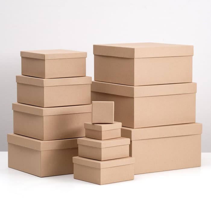 Набор квадратных коробок 11 в 1 «Крафт однотонный» 26×26×12.5 - 6.5×6.5×4 см