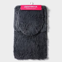 Набор ковриков для ванной и туалета Доляна «Пушистик», 3 шт., 40×44, 40×50, 50×80 см, серый