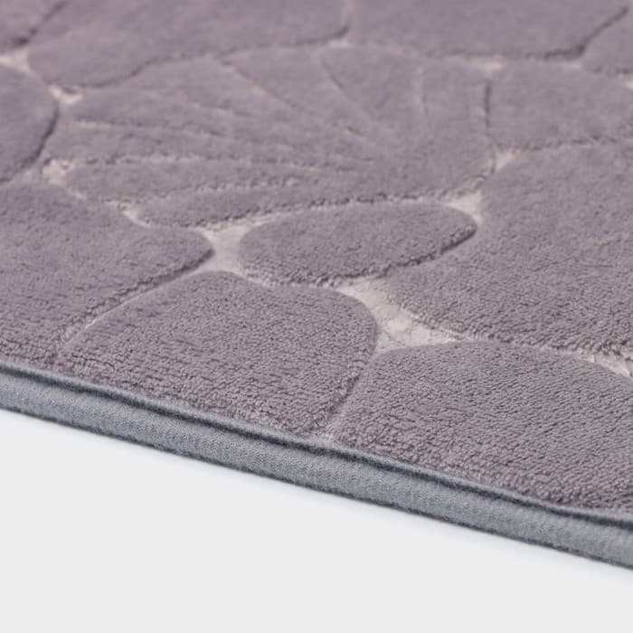 Коврики для ванной и туалета Доляна «Галька, ракушки», 2 шт., 40×50 см, 50×80 см, серые