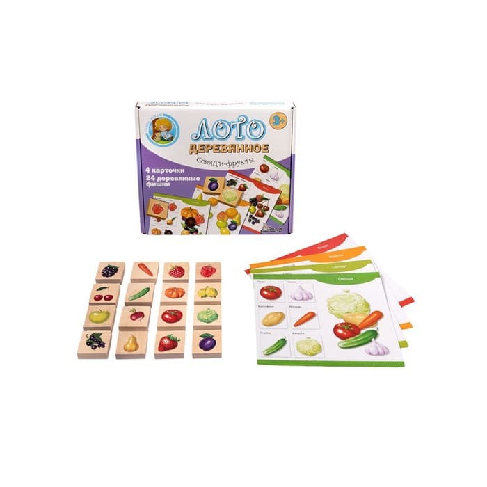 Лото деревянное Десятое Королевство «Овощи и фрукты»