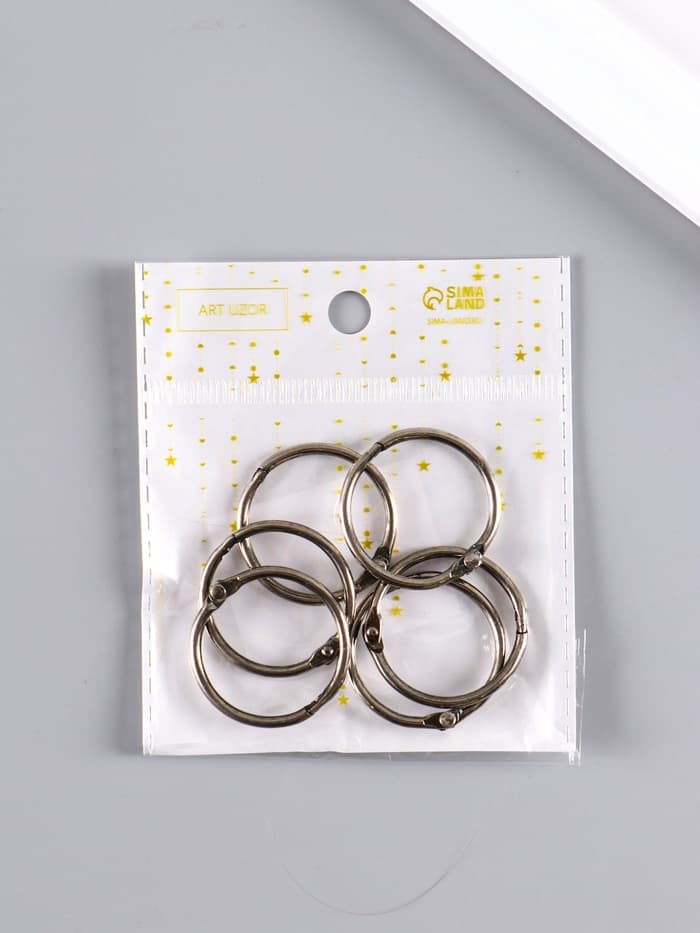 Набор колец для творчества (для фотоальбомов) «Чёрное», внутренний d=2.5 см, внешний d=3 см, 6 шт.