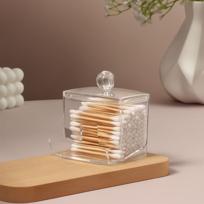 Органайзер для ватных палочек, с крышкой, 9×7×10 см, прозрачный