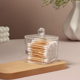 Органайзер для ватных палочек, с крышкой, 9×7×10 см, прозрачный