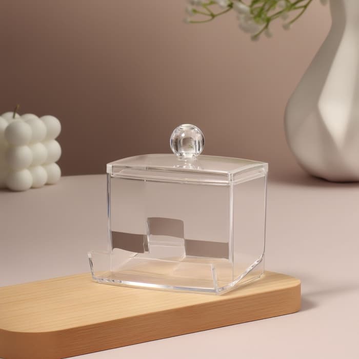 Органайзер для ватных палочек, с крышкой, 9×7×10 см, прозрачный