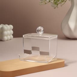 Органайзер для ватных палочек, с крышкой, 9×7×10 см, прозрачный