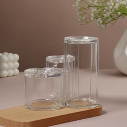 Органайзер для ватных палочек и дисков, с крышкой, 3 секции, 14×14×13 см, прозрачный