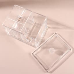 Органайзер для ватных палочек и дисков, 4 секции, 13×14×11 см, прозрачный