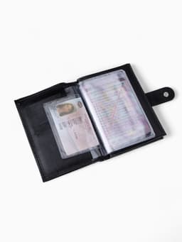 Обложка для документов 3 в 1, TEXTURA, на кнопке: для автодокументов, паспорта и купюр, чёрная