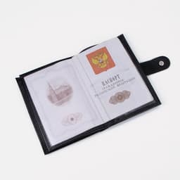 Обложка для документов 3 в 1, TEXTURA, на кнопке: для автодокументов, паспорта и купюр, чёрная