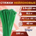 Хомут нейлоновый для стяжки, ТУНДРА, 2.5×150 мм, зеленый, 100 шт.