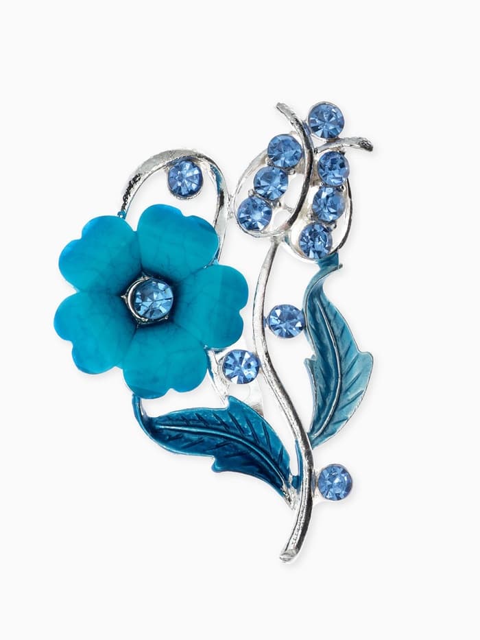 Брошь «Цветение», морская в серебре