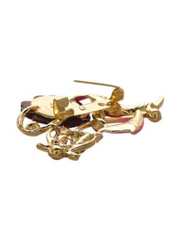 Брошь «Цветение», красная в золоте