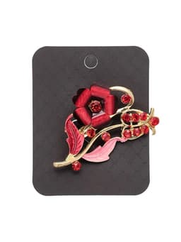 Брошь «Цветение», красная в золоте