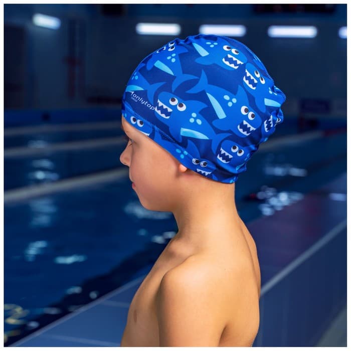 Шапочка для плавания детская ONLYTOP Swim «Акулы», тканевая, обхват 46-52 см