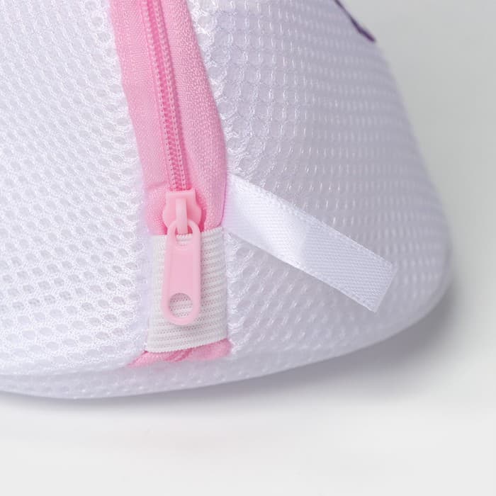 Мешок для стирки бюстгальтеров Доляна, 18×18×17 см, трёхслойный, крупная сетка, белый