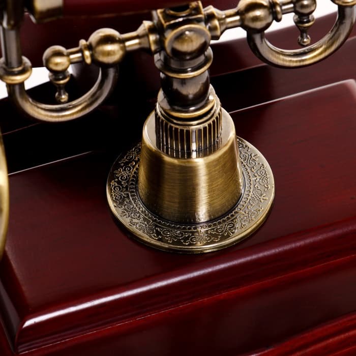 Ретро-телефон с выдвижным ящиком, темное дерево, 16×23×25 см