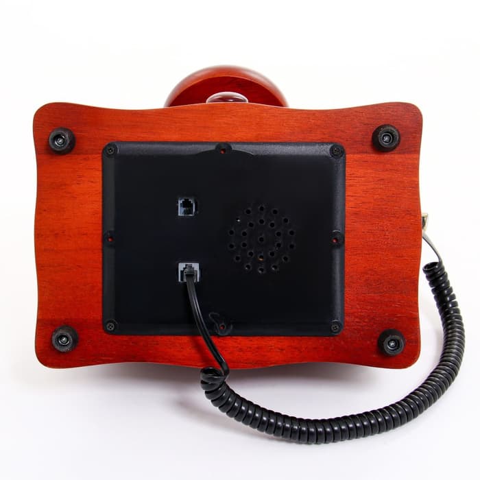 Ретро-телефон с выдвижным ящиком, темное дерево, 16×23×25 см