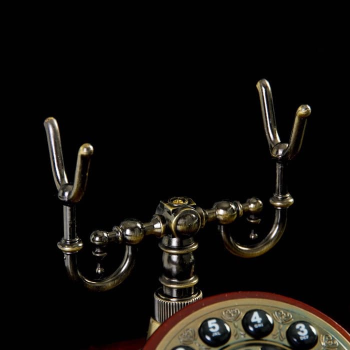 Ретро-телефон с выдвижным ящиком, темное дерево, 16×23×25 см