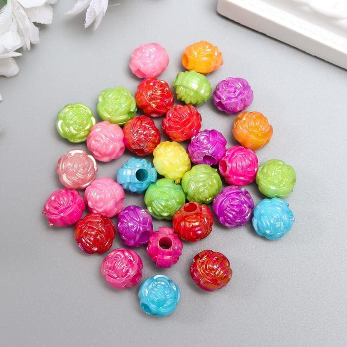 Бусины для творчества пластик «Розочка», перламутр, набор 30 шт., 1.2×1.2 см