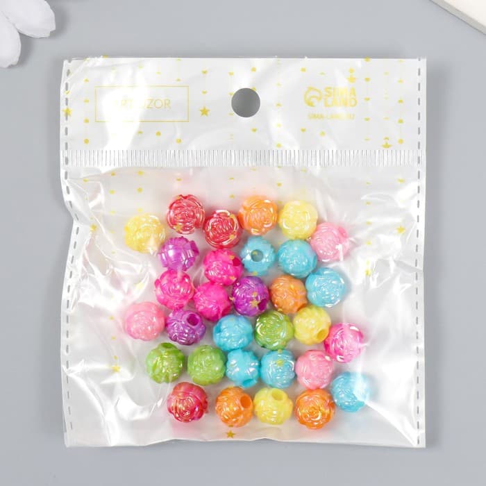 Бусины для творчества пластик «Розочка», перламутр, набор 30 шт., 1.2×1.2 см