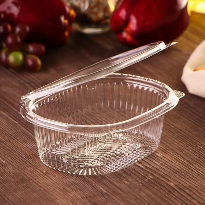 Контейнер одноразовый с неразъёмной крышкой ПР-РКС «АВС», 500 мл, пластик, 15.9×13×5.5 см, прозрачный