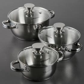 Набор кастрюль Катунь «Антея», 3 предмета: 1.5 л, 2 л, 3 л, капсульное дно, индукция, нержавеющая сталь, AISI - 201