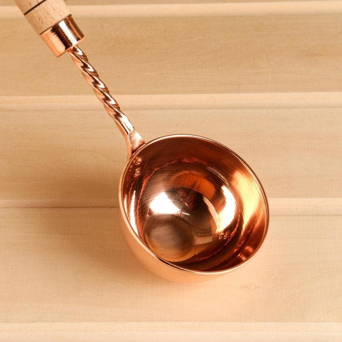 Ковш - черпак для бани и сауны, 140 мл, медь, деревянная ручка