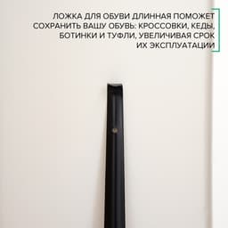 Ложка для обуви Доляна, с крючком, металлическая, 52×4 см, чёрная