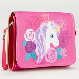 Сумка детская для девочки «Единорог в цветах», на клапане, розовая, 15×4×12 см