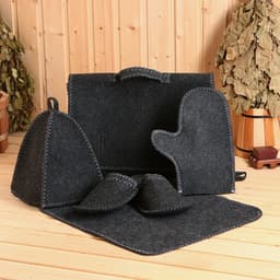 Набор для бани «Мужской», 5 предметов: шапка, коврик, рукавица, тапочки, сумка, шерсть 30%, полиэфир 70%, тёмный, «Добропаровъ»