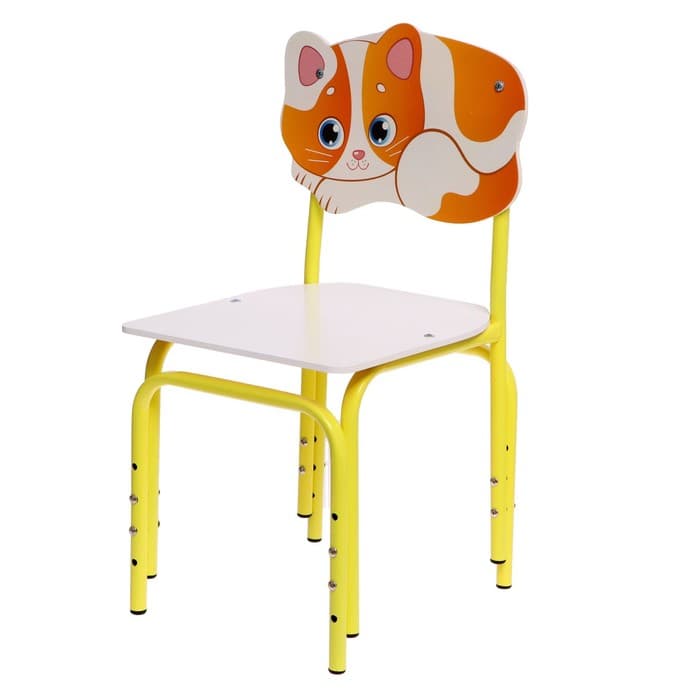 Стул детский регулируемый ZABIAKA «Кошка», группа роста 1 – 3, цвет белый/жёлтый