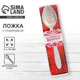 Ложка чайная с гравировкой «Любимый внук», h=14 см