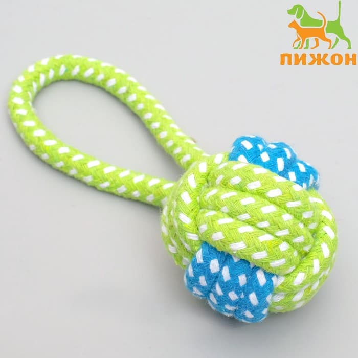 Мячик из каната с ручкой, шарик 5 см, до 30 г, цвет МИКС