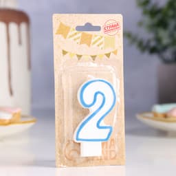 Свеча для торта «Цифра 2», 7 см, МИКС