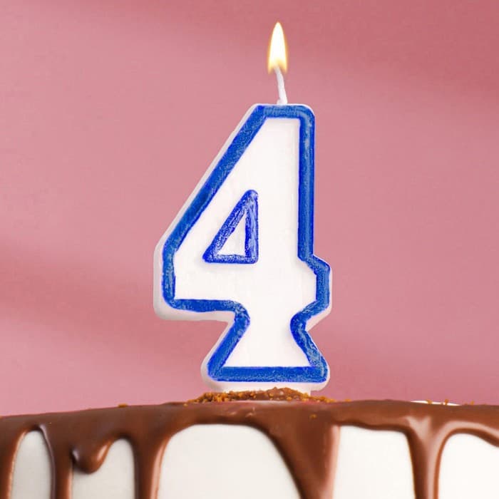 Свеча для торта «Цифра 4», 7 см, МИКС