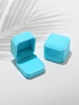 Футляр под кольцо, серьги «Геометрия», бархатный, 5×5.5 см, голубой