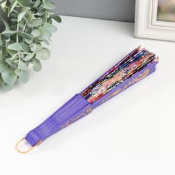 Веер складной «Цветочница», золото, пластик изгиб, 23 см, МИКС