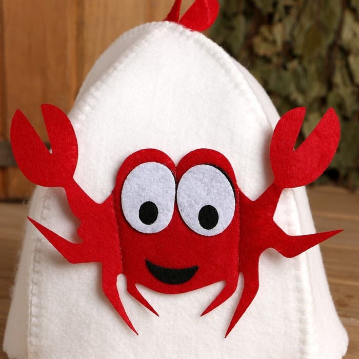 Шапка для бани и сауны, с аппликацией «Крабик», полиэфир, детская