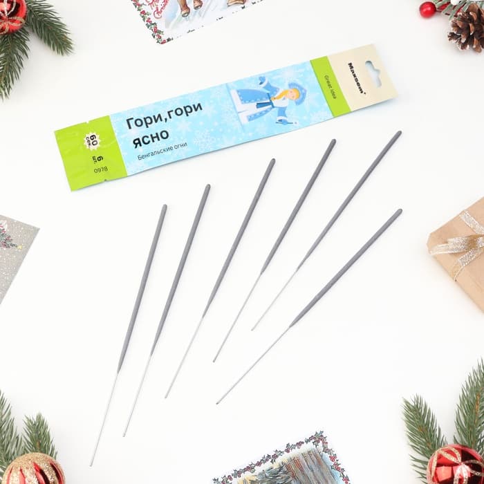 Бенгальские огни золотые, 6 шт., 25 см, горение 60 сек.