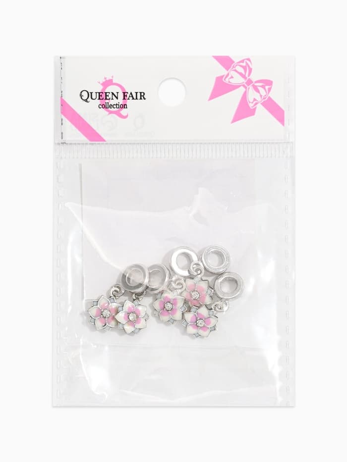 Шарм подвеска «Цветок с эмалью», бело-розовая в серебре