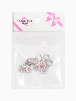 Шарм подвеска «Цветок с эмалью», бело-розовая в серебре