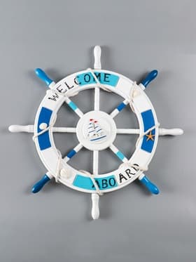 Декор настенный, панно «Штурвал. Welcome aboard с корабликом», 62×62×3.5 см