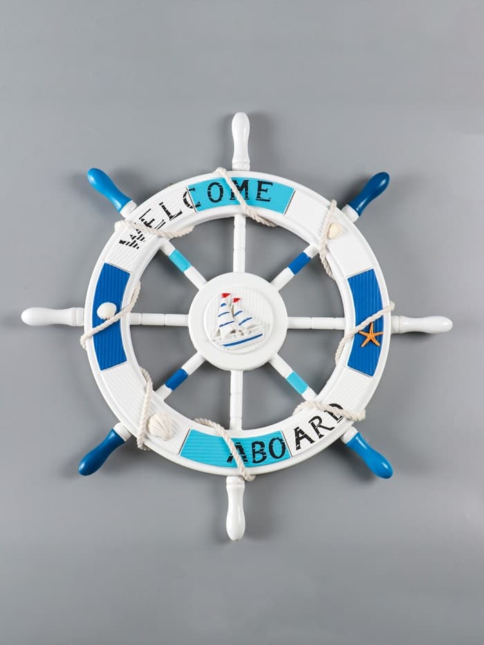 Декор настенный, панно «Штурвал. Welcome aboard с корабликом», 62×62×3.5 см