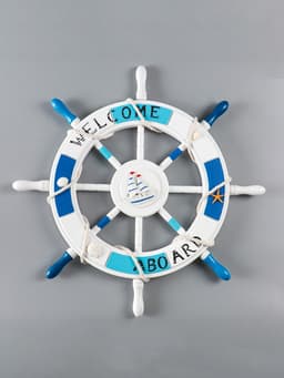 Декор настенный, панно «Штурвал. Welcome aboard с корабликом», 62×62×3.5 см