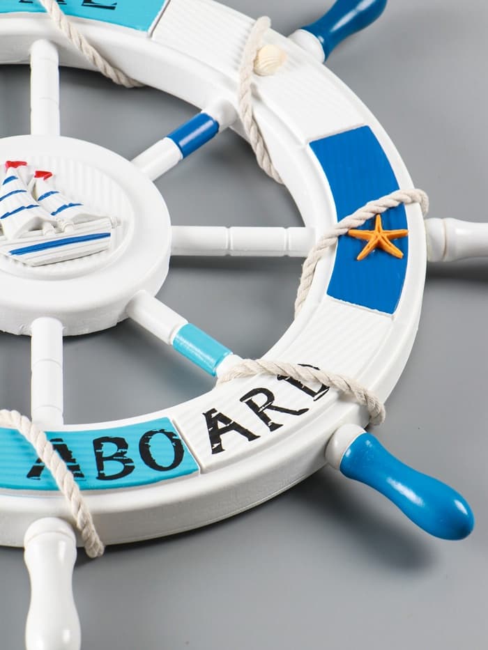 Декор настенный, панно «Штурвал. Welcome aboard с корабликом», 62×62×3.5 см