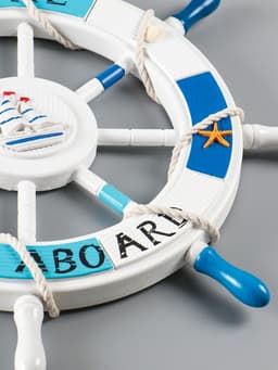 Декор настенный, панно «Штурвал. Welcome aboard с корабликом», 62×62×3.5 см