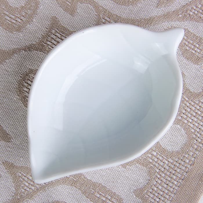 Соусники на деревянной подставке «Эстет. Лист», 50 мл, набор 4 шт., керамика, белые