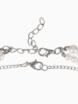 Бусы 2 яруса «Рошель», подвеска капля на цепочке, шар №12, L=42 см, белые в серебре