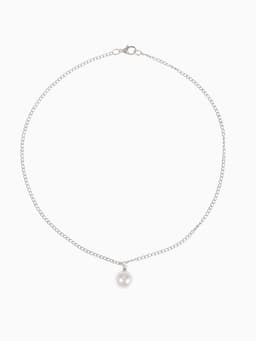 Бусы 2 яруса «Рошель», подвеска капля на цепочке, шар №12, L=42 см, белые в серебре