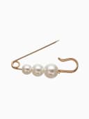 Булавка «Три жемчужины», 6 см, белая в золоте
